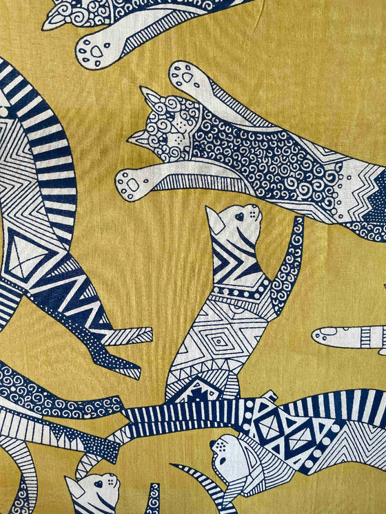 Cotton Fabric Cat Empire Mustard